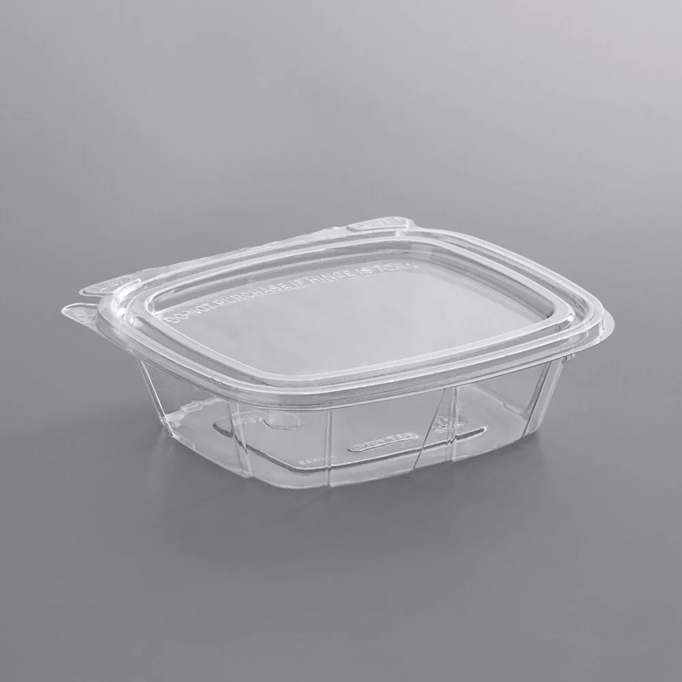 32oz Clear Hinged Container with Flat Lid, (200/cs)