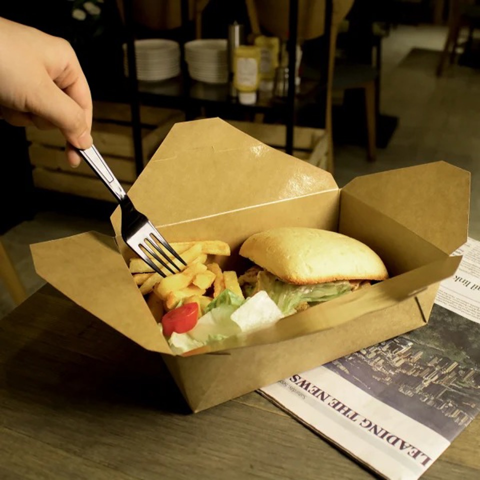 Premier Essentials #3 Kraft Fold To Go Container, (200/cs)
