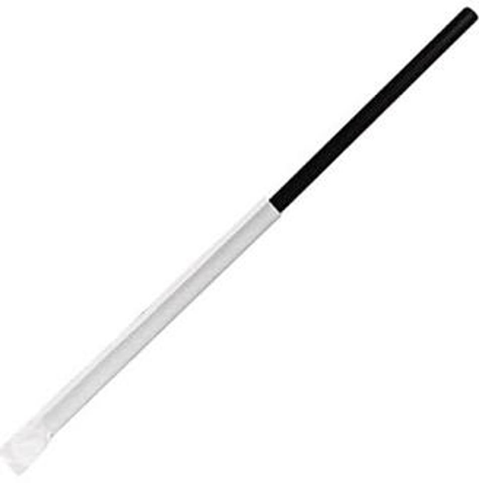 Jumbo Black Straw, 10-1/4", Wrapped, (2000/cs)