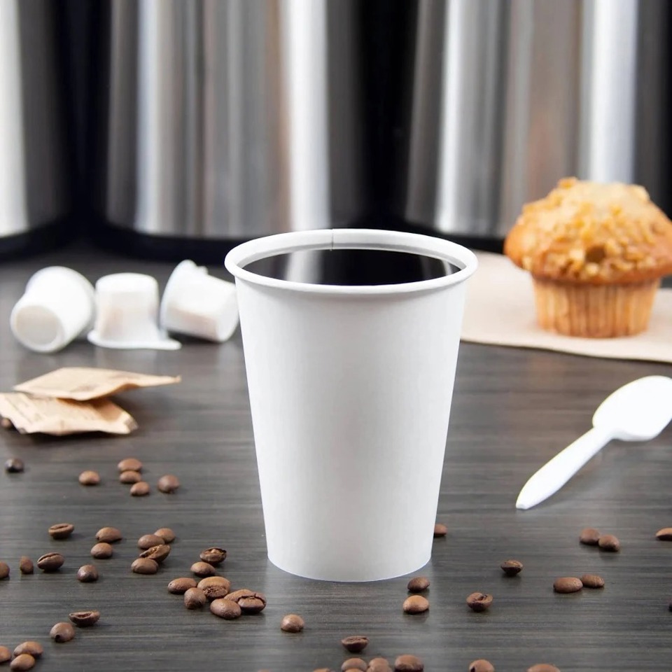 12 oz. White Single-Sided Hot Paper Cup, (1000/cs)