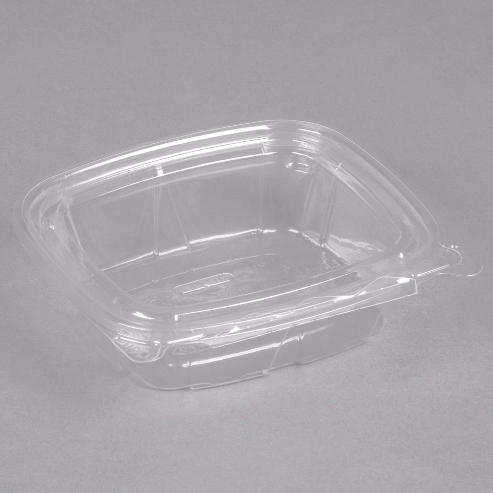 8oz PET Tamper Evident Clear Hinged Deli Containers, (200/CS)