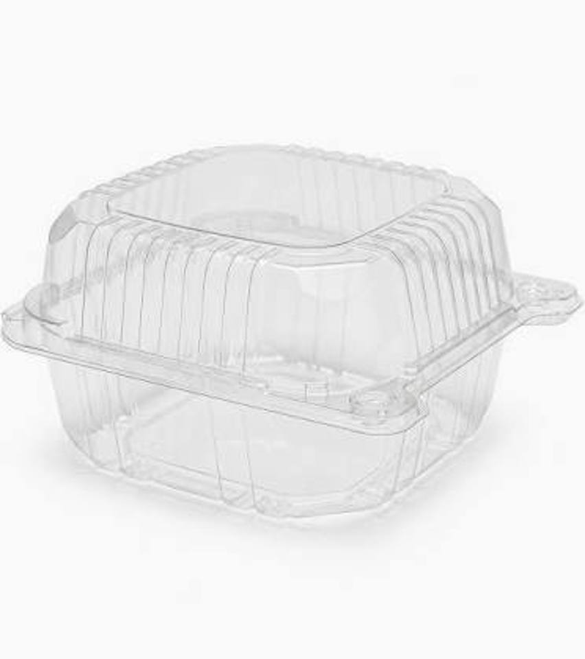 6in x 6in PET Hinged Container, (500/cs)