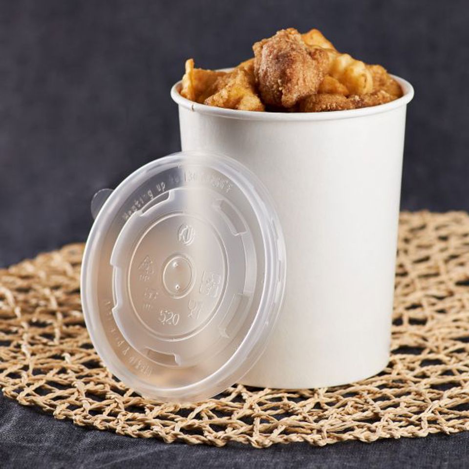 16oz PP Vented Flat Lid For Paper Food Container, 112mm, (1000/cs)