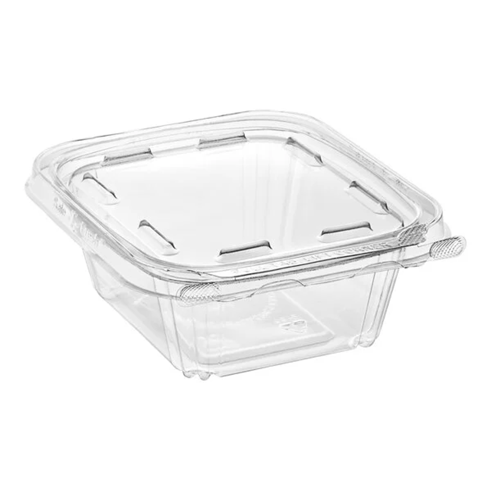 12 oz. Tamper-Resistant Clear Rectangular Hinged Container with Flat Lid, (240/cs)