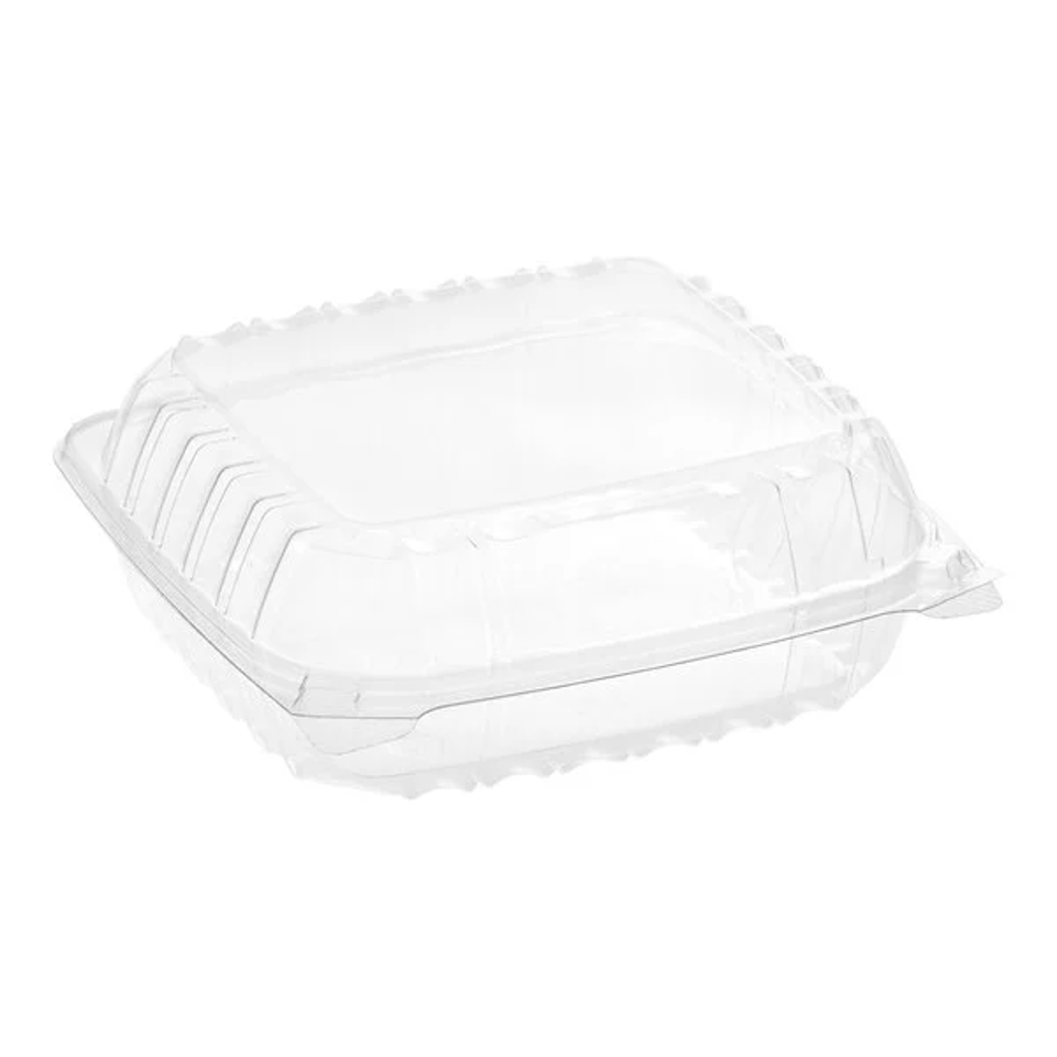 Clear Hinged Lid Containers, 8-1/4 x 8-1/4 x 3 , (250/cs)