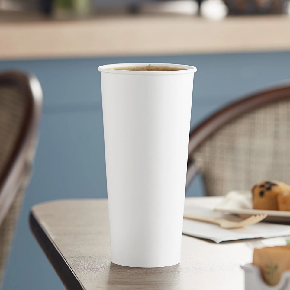 24 oz. White Single-Sided Hot Paper Cup, (500/cs)