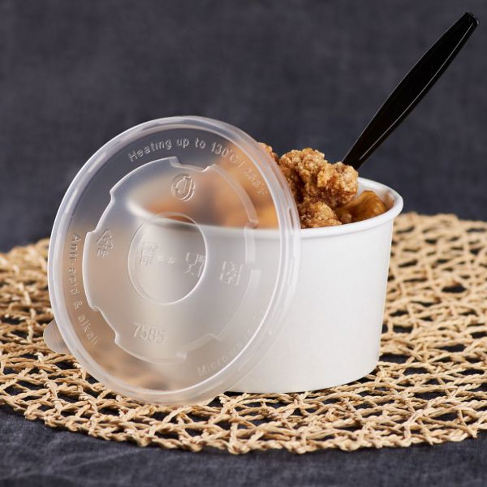 Karat PP Vented Flat Lid For 20oz Paper Food Container, 127mm, (600/cs)