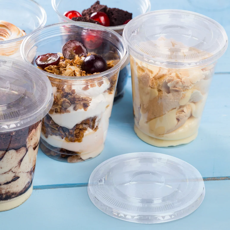 Flat Lid for 12-24oz PET Cup. No Hole, (1000/cs)