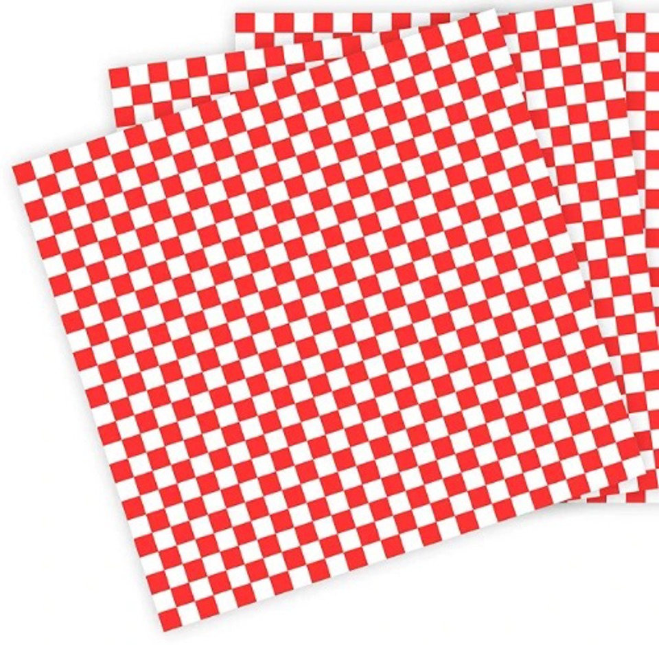 12x12 Red Check Grease Resistant Wrap, (1000/pack)
