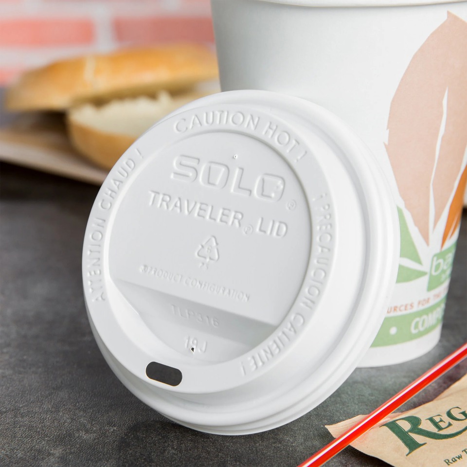 10-24oz Traveler White Dome Hot Cup Lid with Sip Hole, (1000/cs)