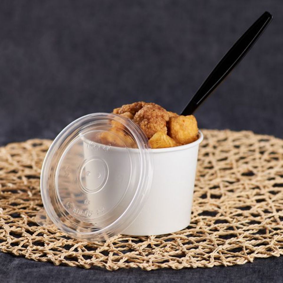 6oz PP Flat Lid for Paper Food Container, (1000/cs)