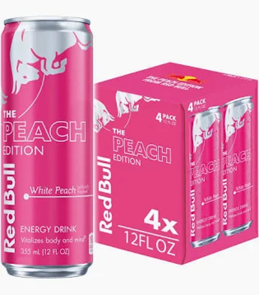 Red Bull Zero Sugar White Peach 12 oz (4-Pack)