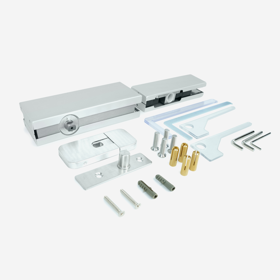 Self Closing Patch Fitting Set - Satin Anodized