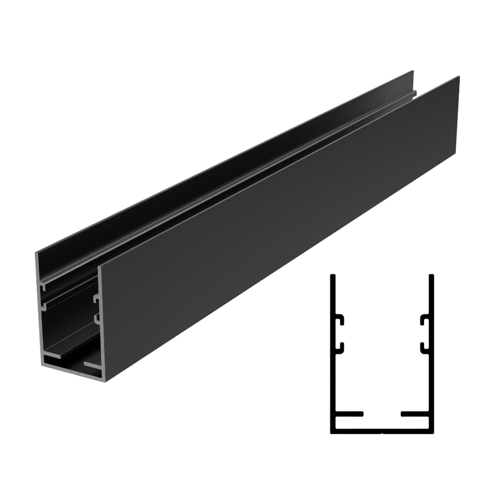 SGL-1116 Wall U-Profile 120" Stock Length - Black Anodized