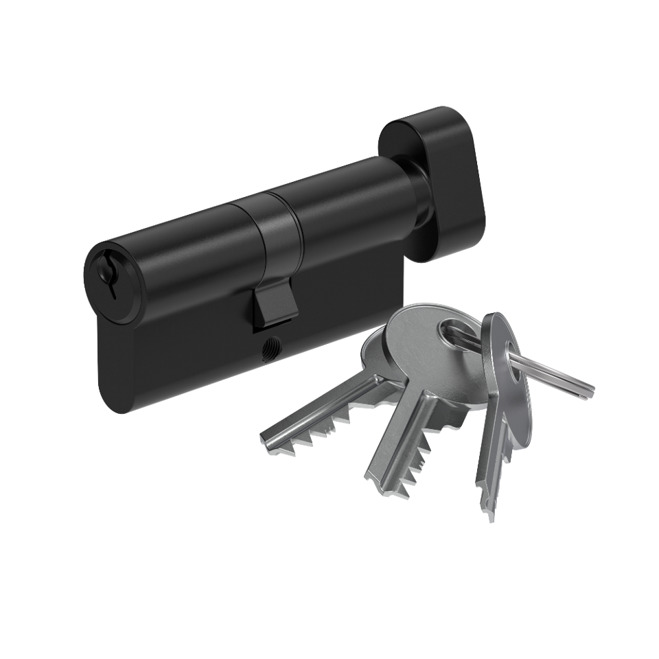Mortise EUR Cylinder Key/Thumbturn 70mm Black