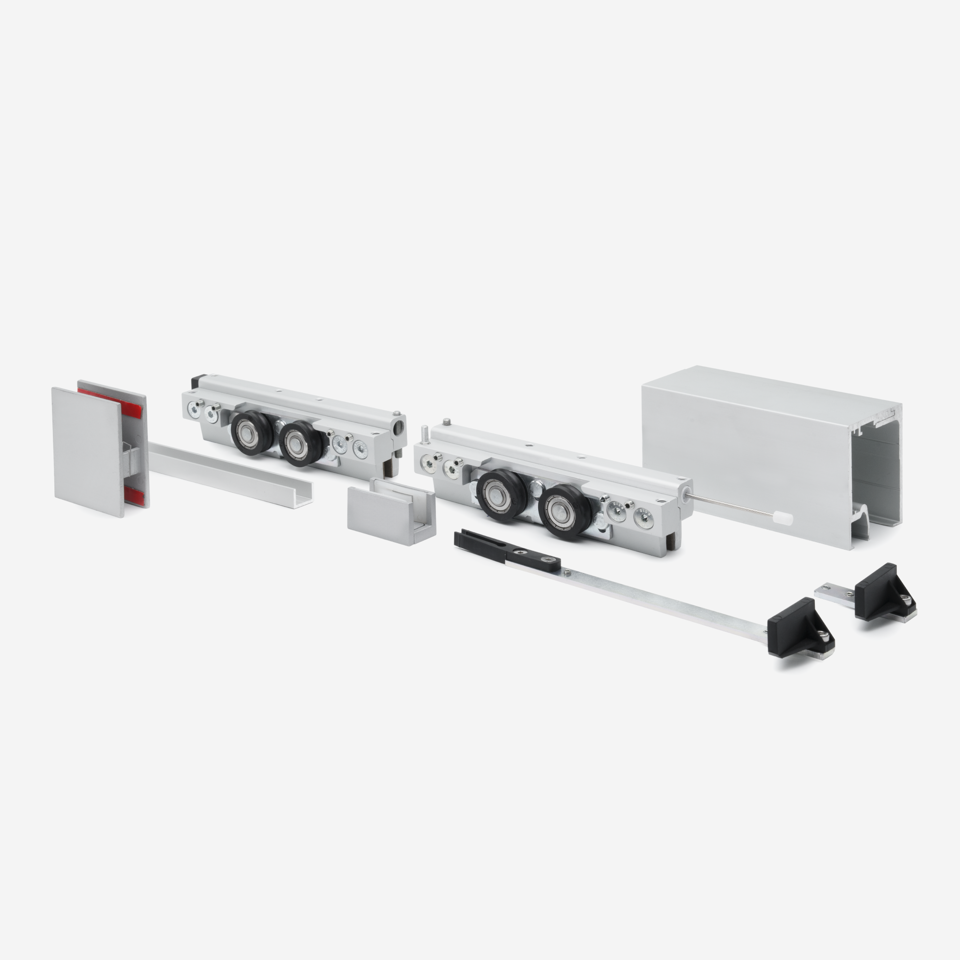 CGS-200 Wall or Ceiling Mount Sliding Door and Fixed Panel Kit with 157" Track - Satin Anodized