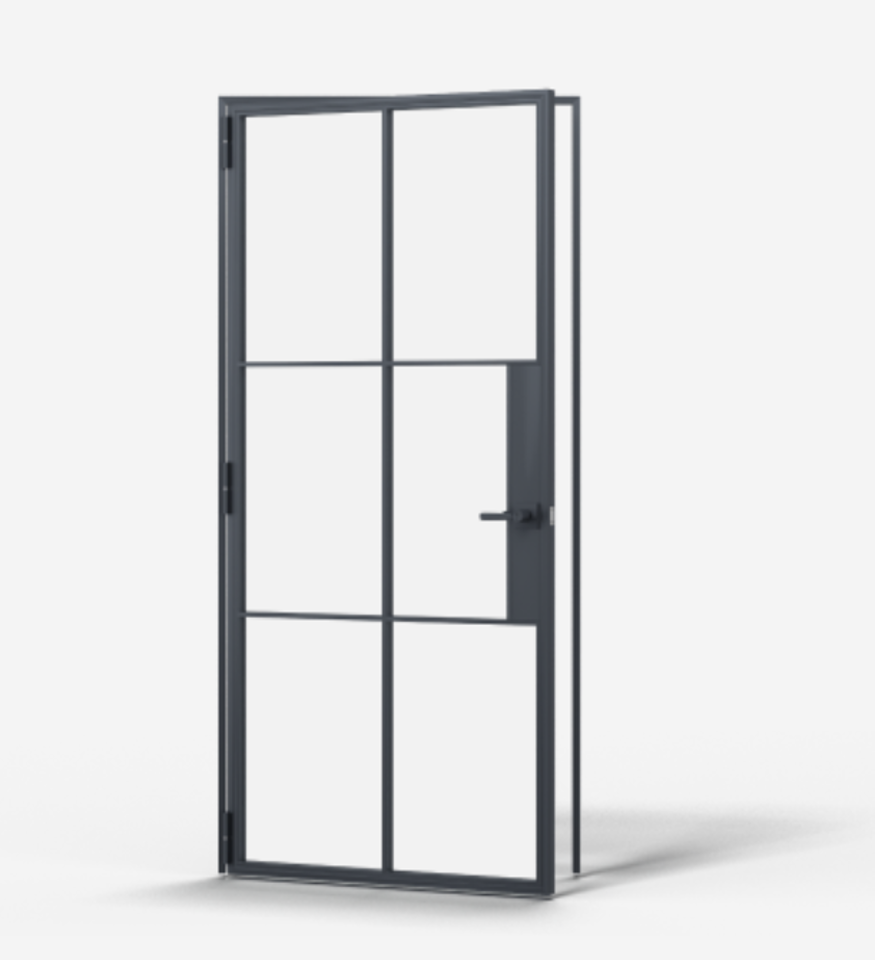 Steel Swing Door with Frame Left Hand Outswing / Right Hand Inswing 3/16" Glass (Low Iron)