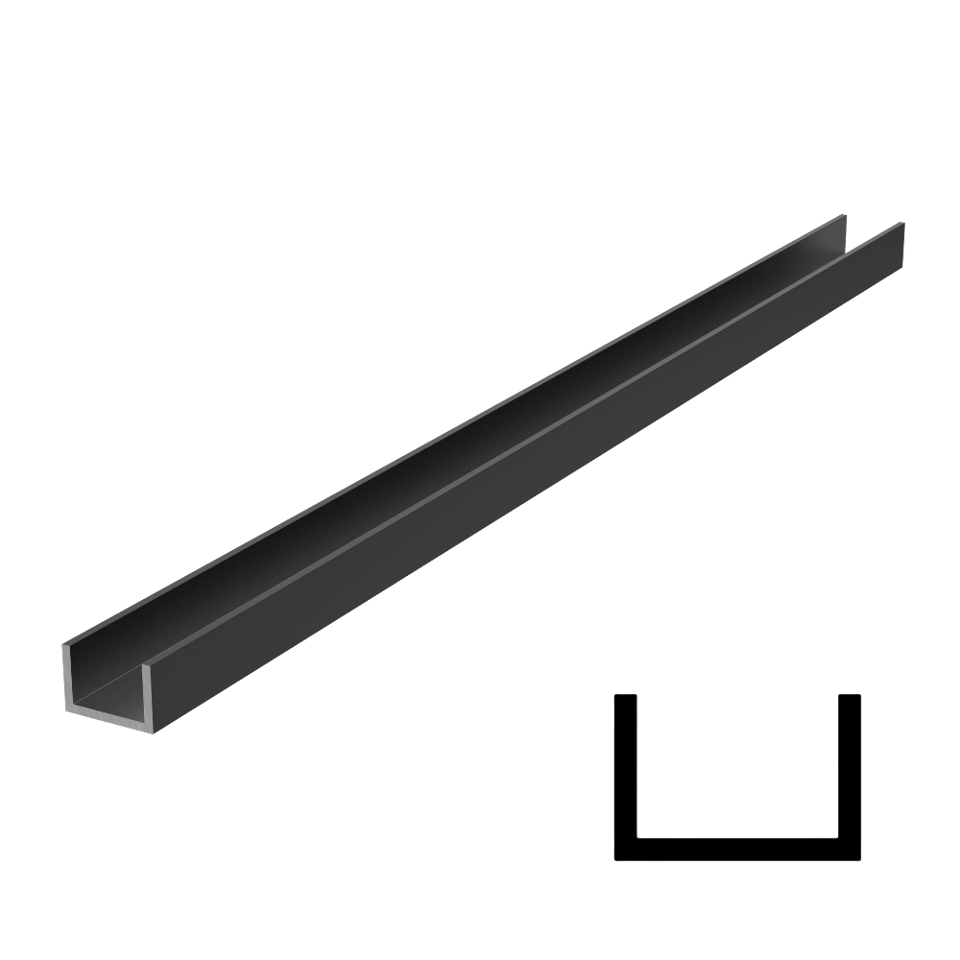 CGS Series 11/16" x 1/2" Deep U-Channel 118" Stock Length - Black Matte