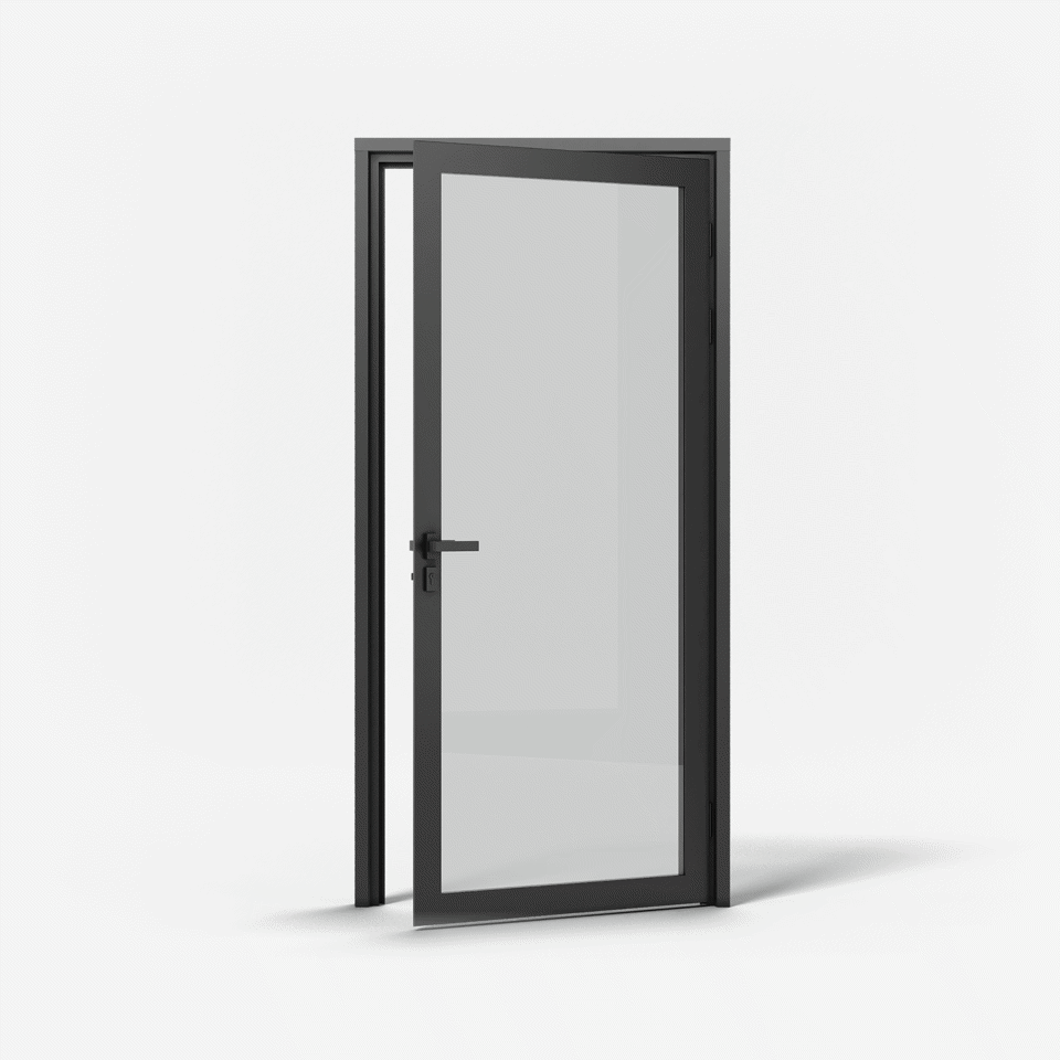 KOMPAS Single Swing Door -  RH Out - Black Matte, 37" x 86"