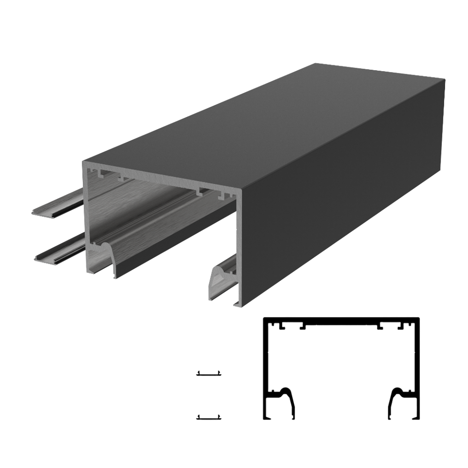 CGS Multisliding Door 157" Top Track H2 - Black Anodized