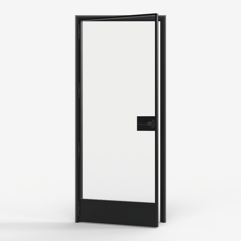 KOMPAS Single Swing Door ADA ULTRA SLIM LH Out - Black Matte , 37'' x 85 - 15/16''