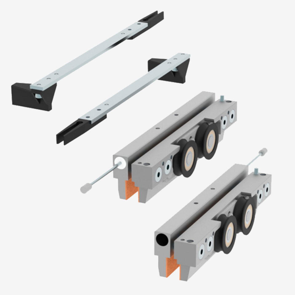 CGS/CGF Series Complete Sliding Door Hangers/Rollers A/B/C Kit with Double Anti Shock Mechanism