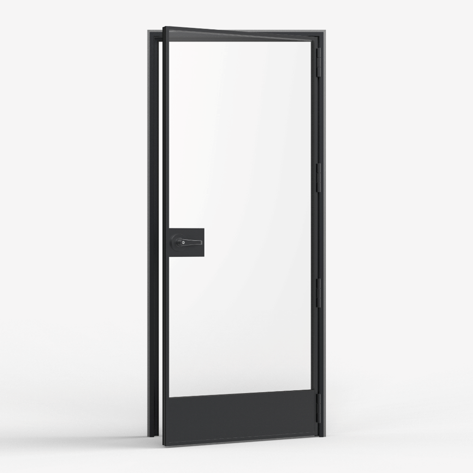 KOMPAS Single Swing Door ADA ULTRA SLIM RH Out - Black Matte , 37'' x 85 - 15/16''