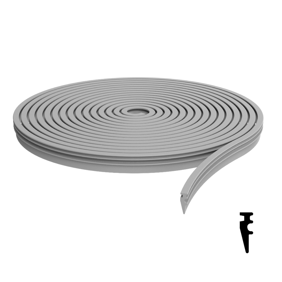 CG Gray 1/2" Type 2 Roll-In Glazing Gasket - 100'