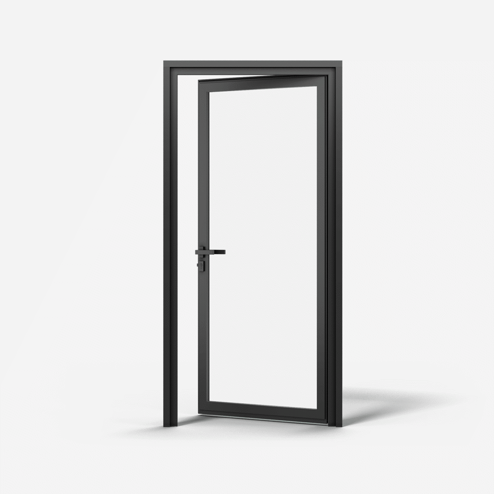 KOMPAS Single Swing Door -  RH In - Black Matte, 37" x 86"