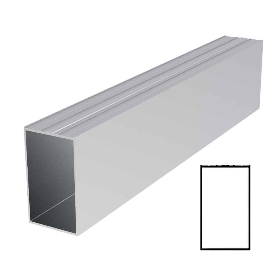 2-1/2" x 1-1/2''Aluminum Profile 118" Stock Length - Satin anodized