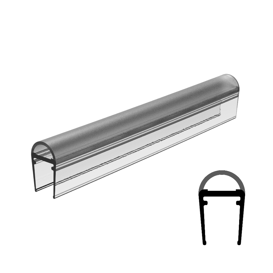 SGL-1116 Vinyl Bulb Seal for 3/8" Glass - 120" Stock Length