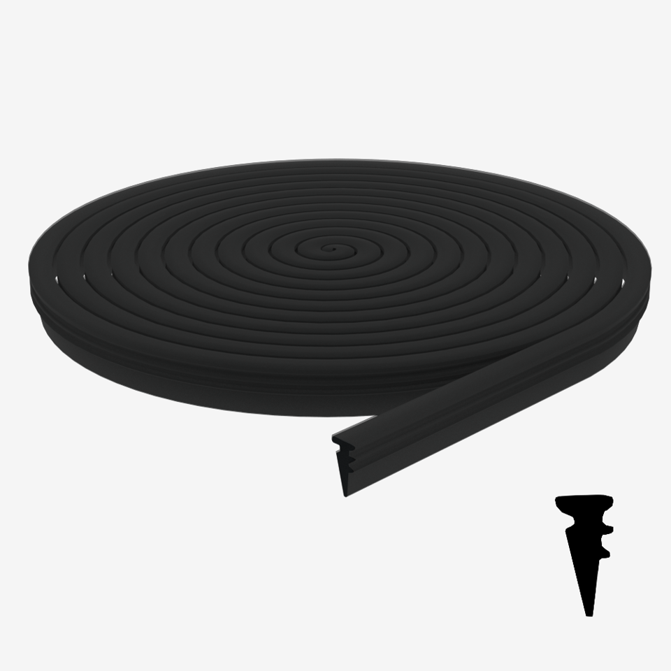 CG Black 3/8" Type 2 Roll-In Glazing Gasket - 100'