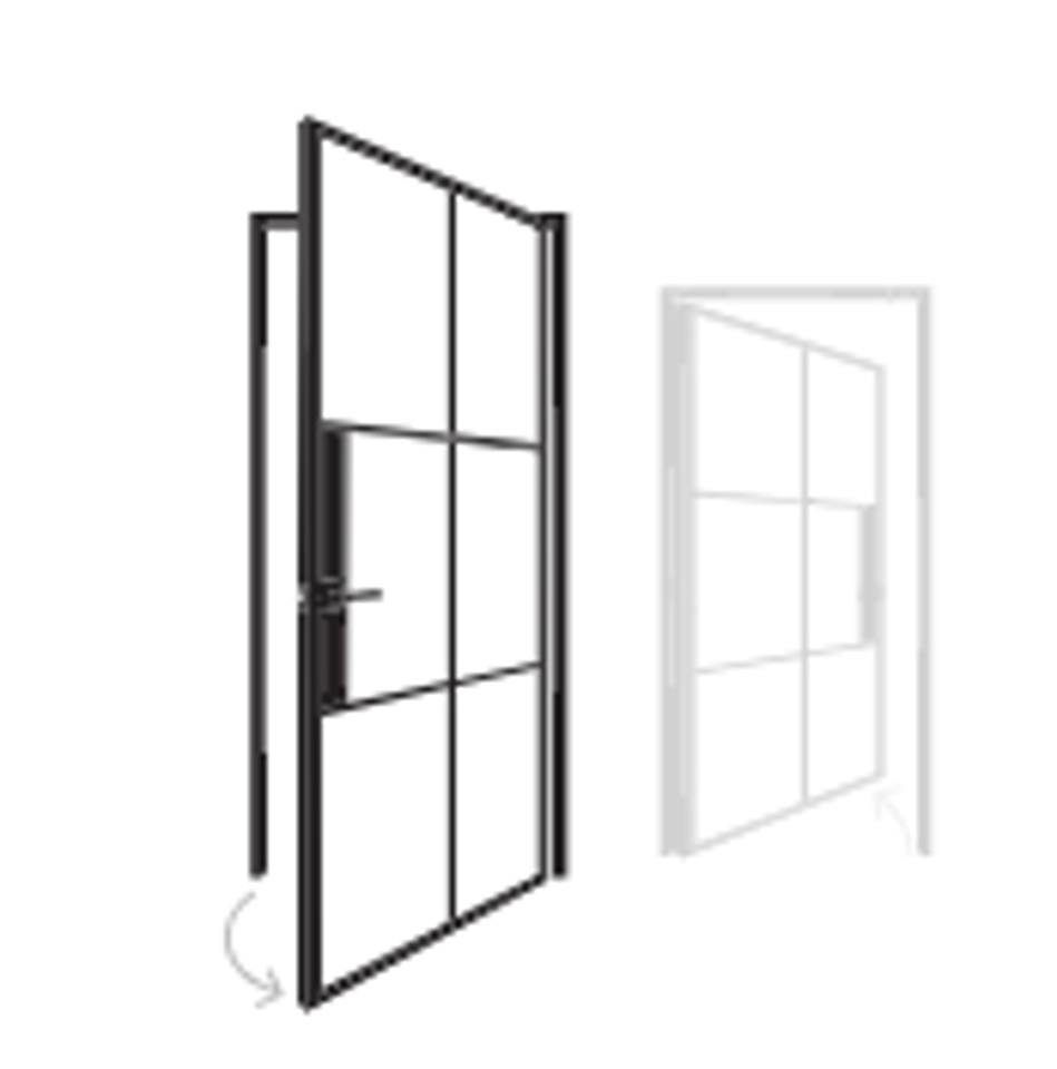 Steel Swing Door with Frame Right Hand Outswing / Left Hand Inswing 3/16" Glass (Clear Acid)