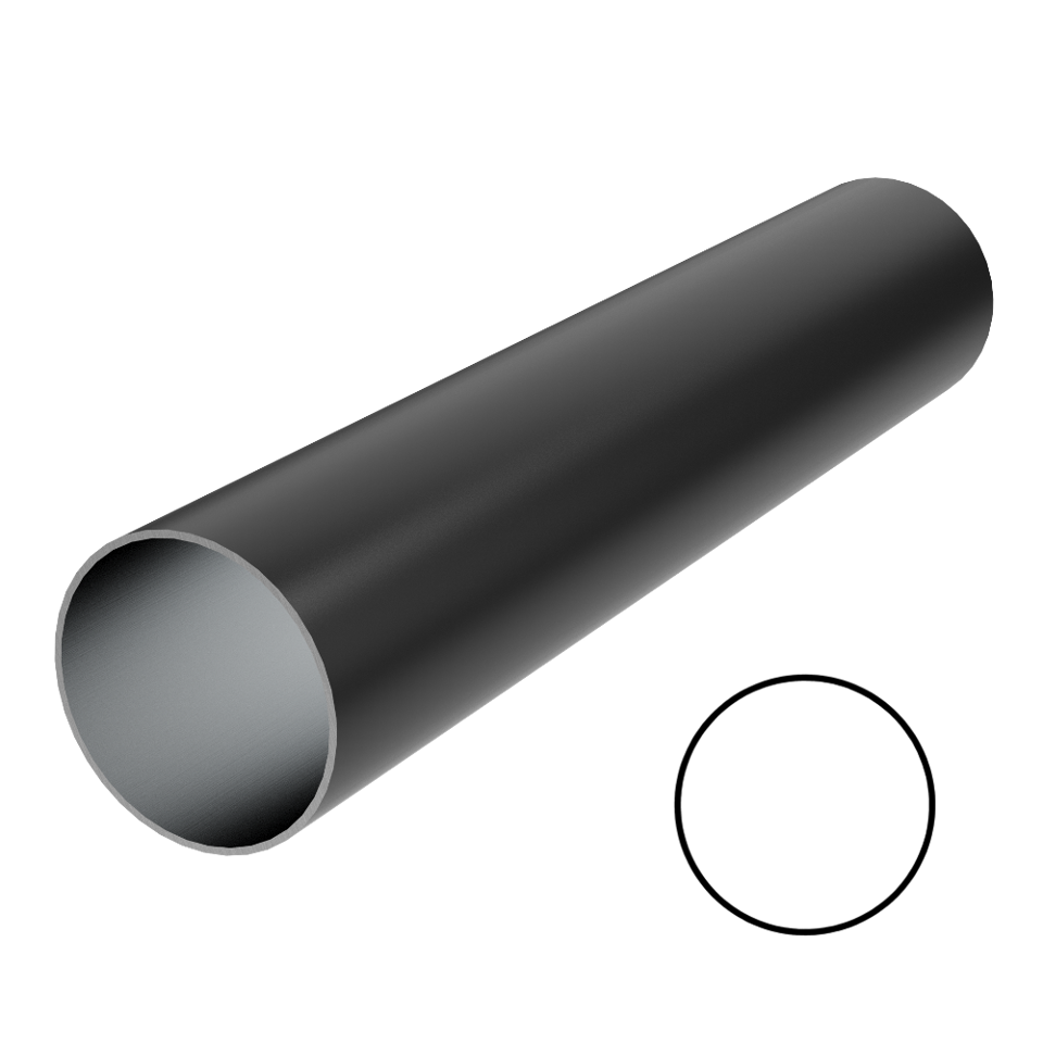 Round Aluminum Connector 236" Stock Length - Black Matte
