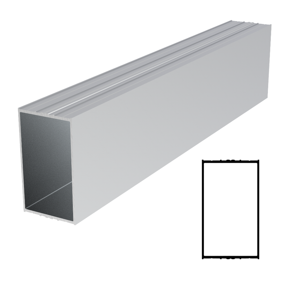 2-1/2" x 1-1/2" Double Sided Aluminum Profile 236" Stock Length - Satin anodized