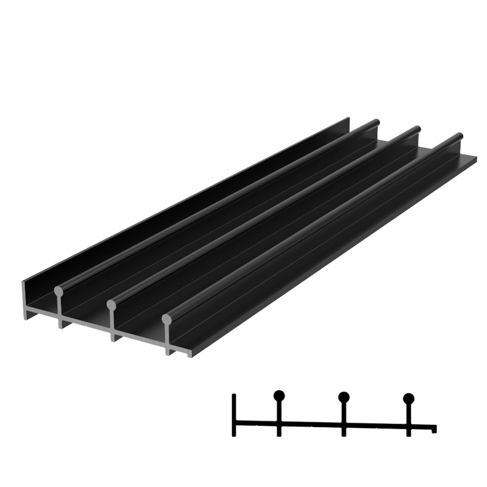 SGL-1116 Bottom Guide Profile 236" Stock Length - Black Anodized