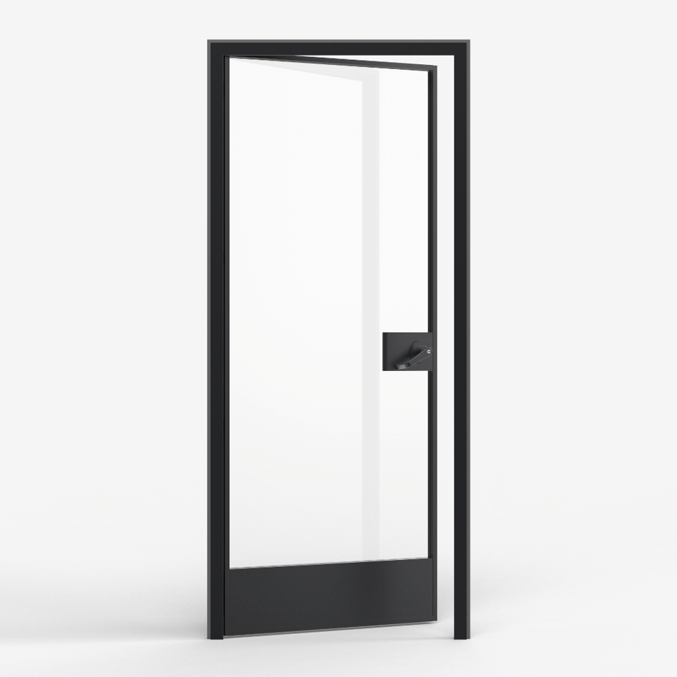 KOMPAS Single Swing Door ADA ULTRA SLIM LH In - Black Matte , 37'' x 85 - 15/16''