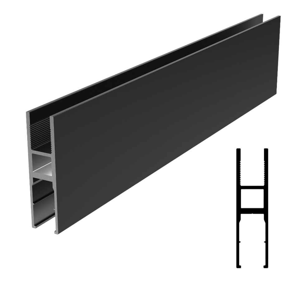 SGL-1116 Bottom Glass-Mounted Profile 118" Stock Length - Black Anodized
