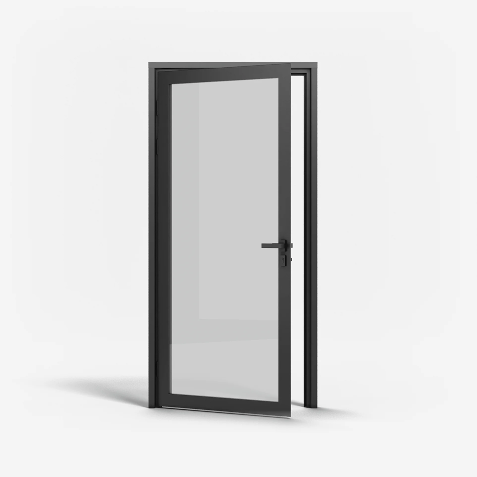 KOMPAS Single Swing Door - LH Out - Black Matte, 36" x 84"