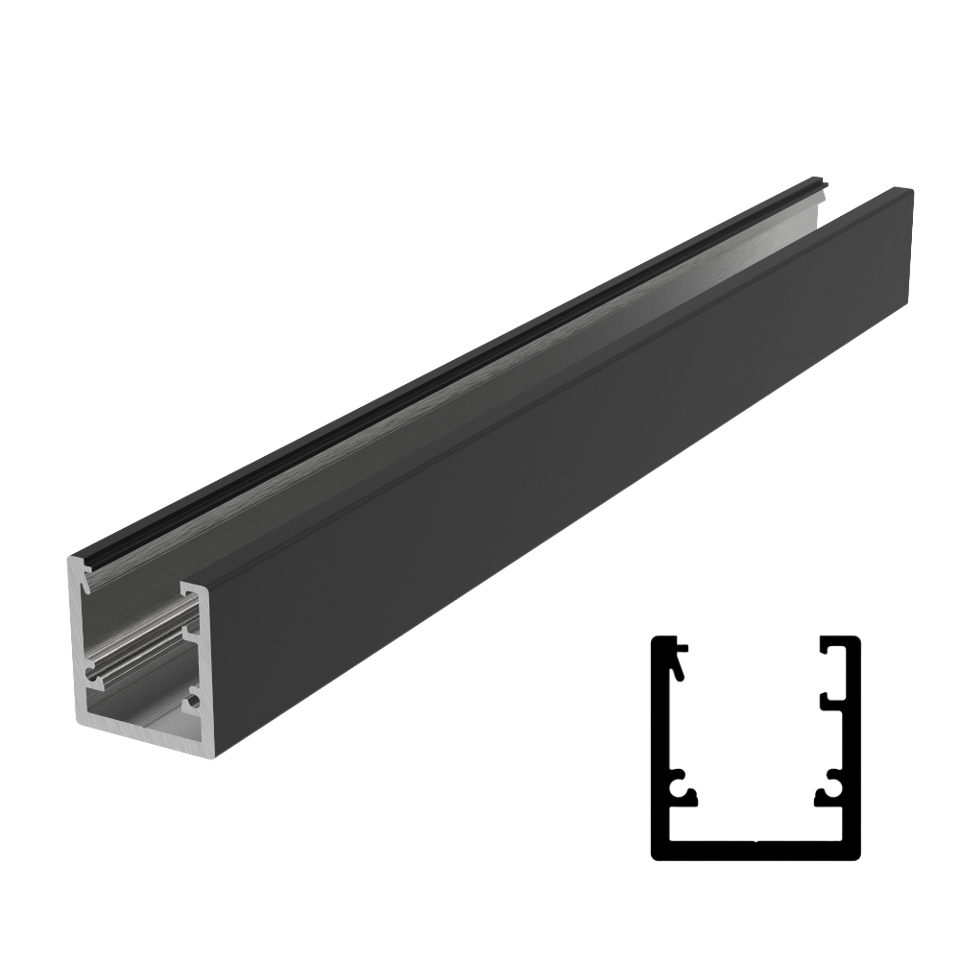 Designer Dry Glaze 1-1/8" x 1-3/16" U-Channel 157" - Black