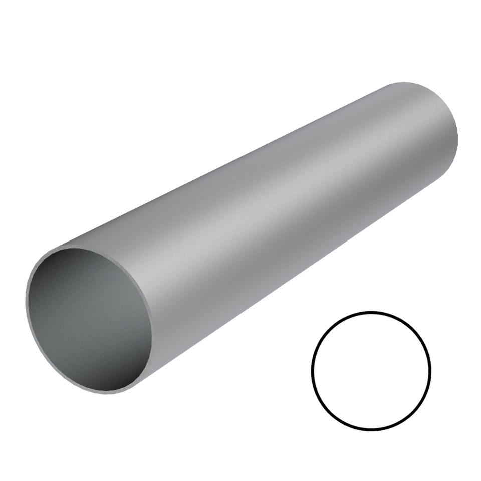 Round Aluminum Connector 236" Stock Length - Satin Anodized