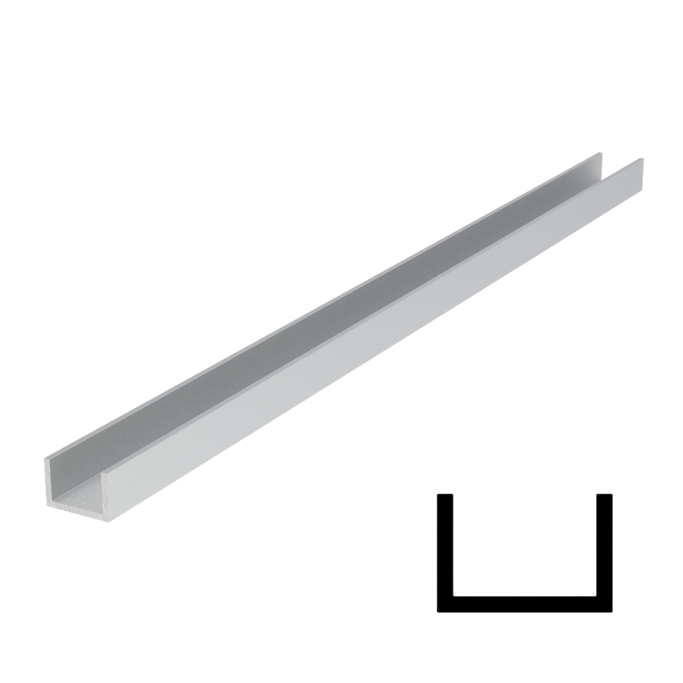 CGS Series 11/16" x 1/2" Deep U-Channel 118" Stock Length - Satin Anodized