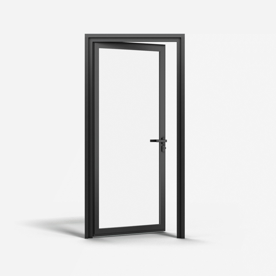 KOMPAS Single Swing Door - LH In - Black Matte, 37" x 86"