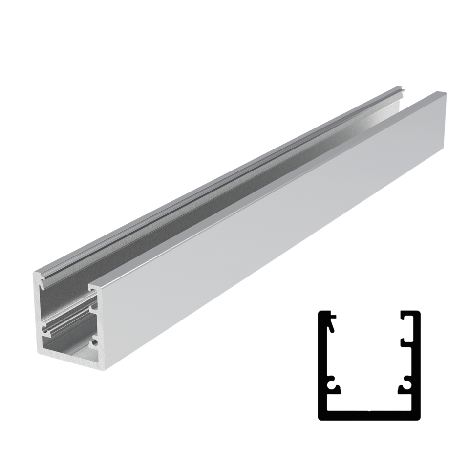 Designer Dry Glaze 1-1/8" x 1-3/16" U-Channel 118" - Satin Anodized