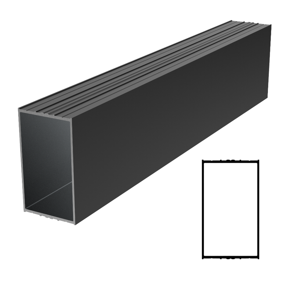 2-1/2" x 1-1/2" Double Sided Aluminum Profile 236" Stock Length - Black matte