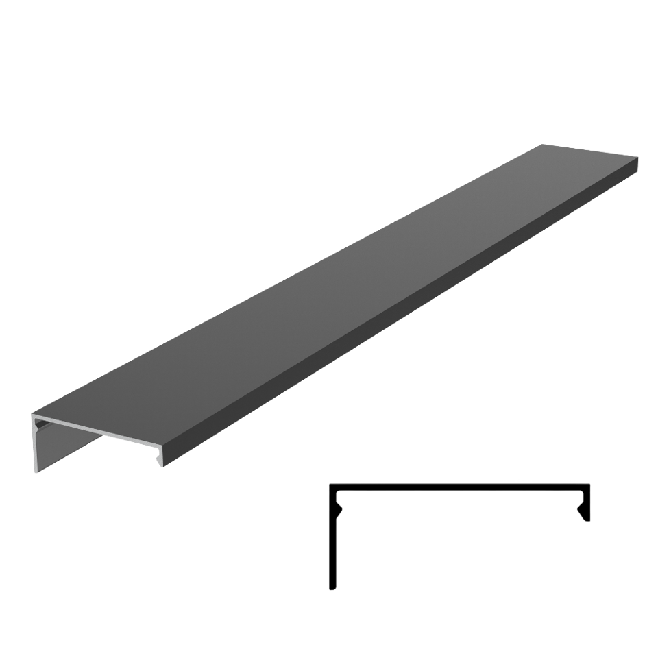 1-1/2" Corner Cover Cap 236" Stock Length - Black matte