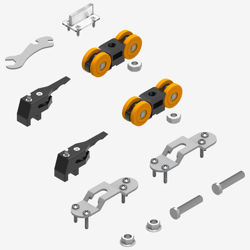 Rollers XL2 Kit for Multisliding Doors with Retaining Stoppers