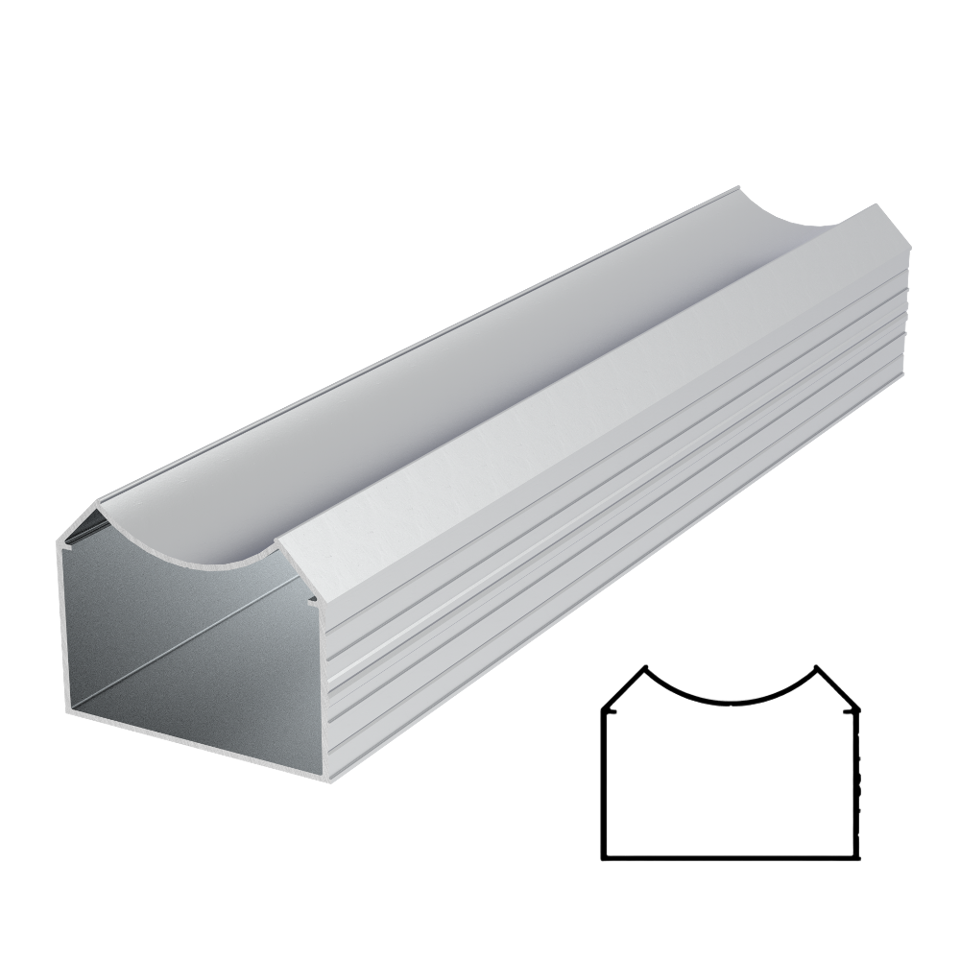 Standard Connecting Aluminum Profile 236" Stock Length - Satin Anodized