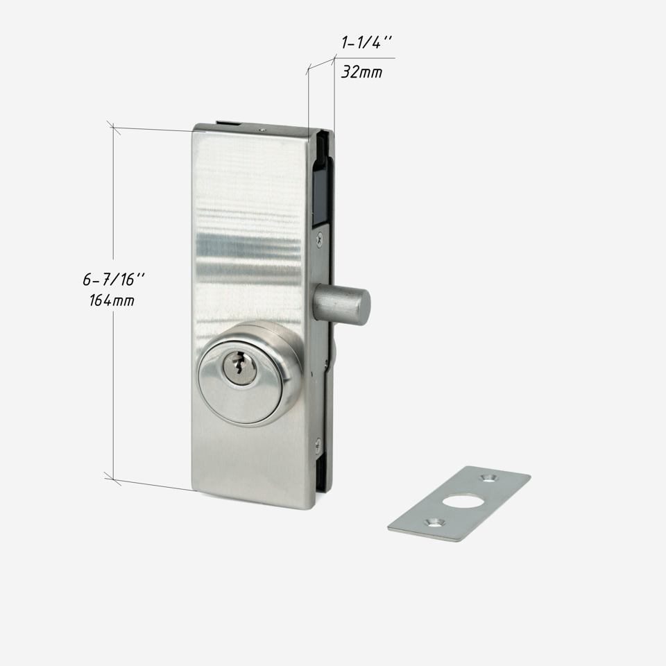 AMR Series Patch Lock - Satin Stainless Steel