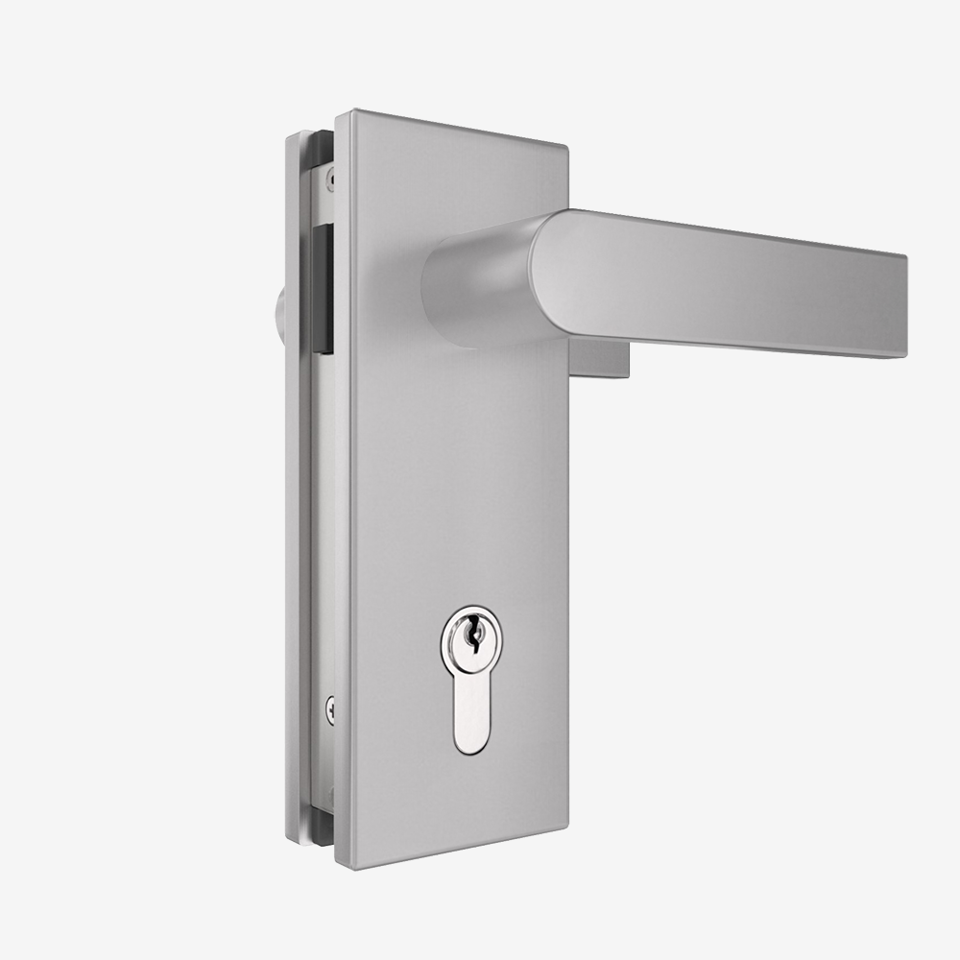 Magnetic Lever Handle "Prime" with Lock for Glass Swing Doors - Satin Anodized